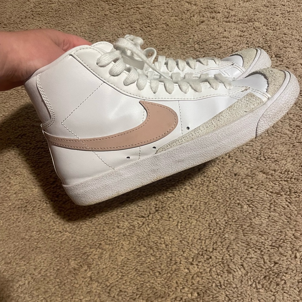 Nike Blazers White and Pink High-Top Sneakers